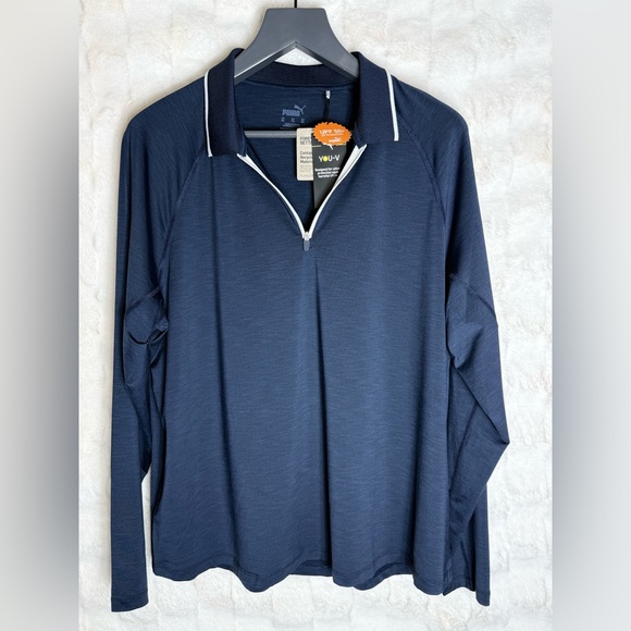 Puma Women's Navy Long Sleeve Polo - Picture 3 of 8